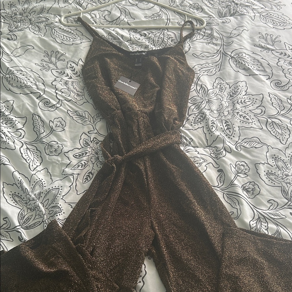 Charlotte Russe Shimmering Brown Jumpsuit